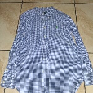 Ralph Lauren Blue and White Gingham BOY's Shirt M 10-12
